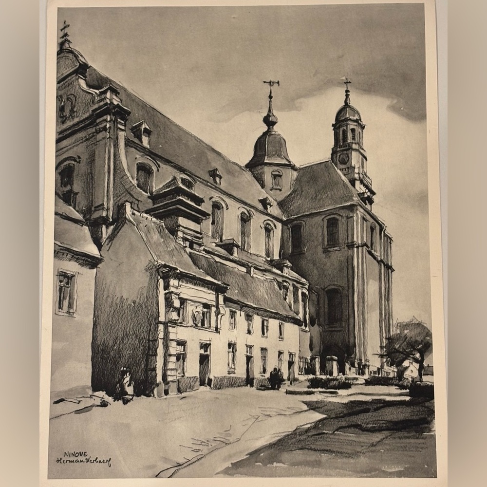 Herman Verbaere Fine Art Print Vintage Original Antique BELGIAN / BELGIUM SKETCH